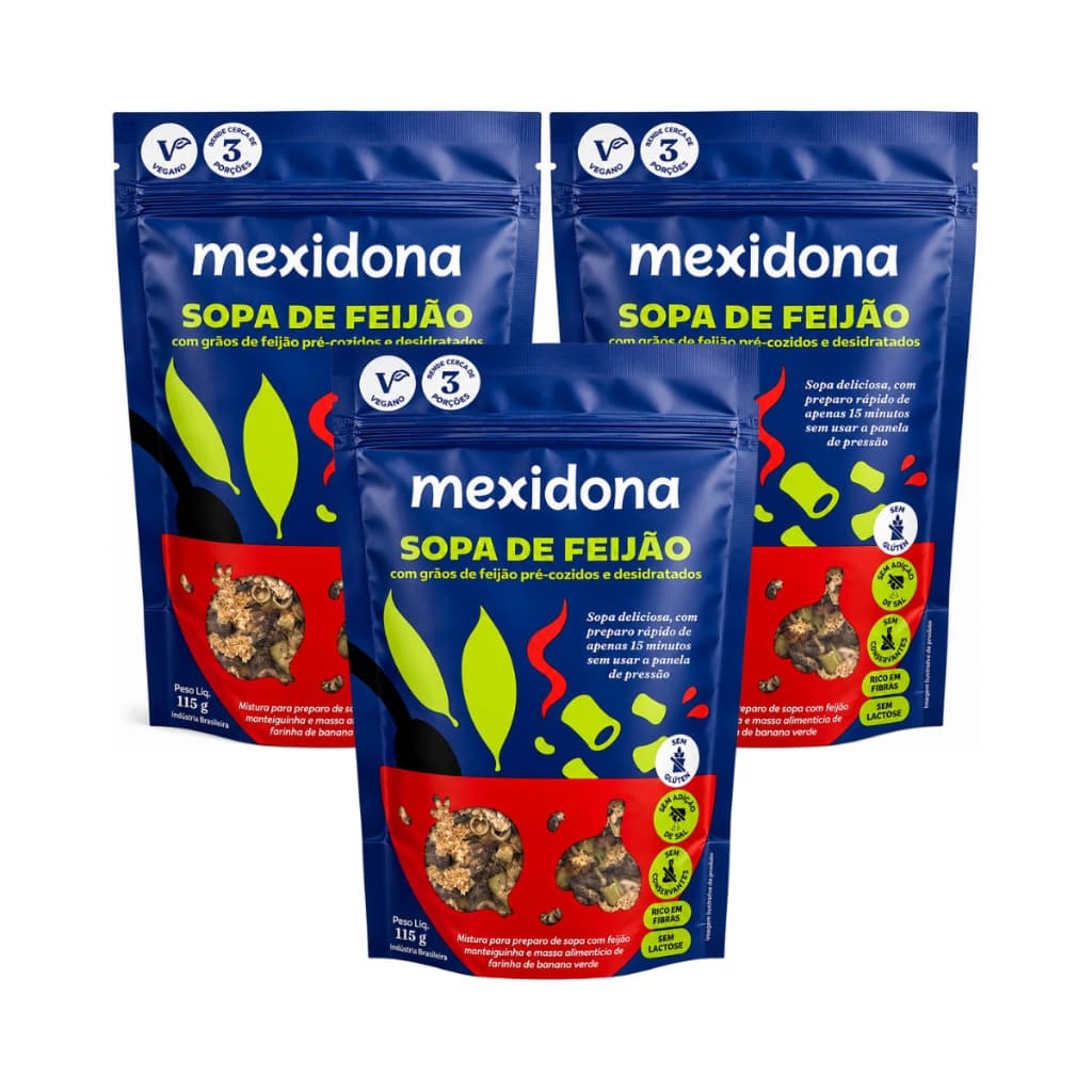 Kit 3 Sopa de Feijão Mexidona 115g | Natural | Sem Glúten 🥣🌱