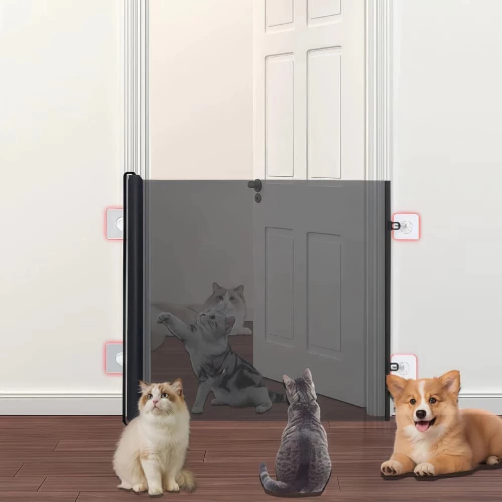 Tela Portão Barreira Separador de Proteção para Cachorro Gato Bebê Cerca Ajustável Anti-pulo Tela Pet Retrátil