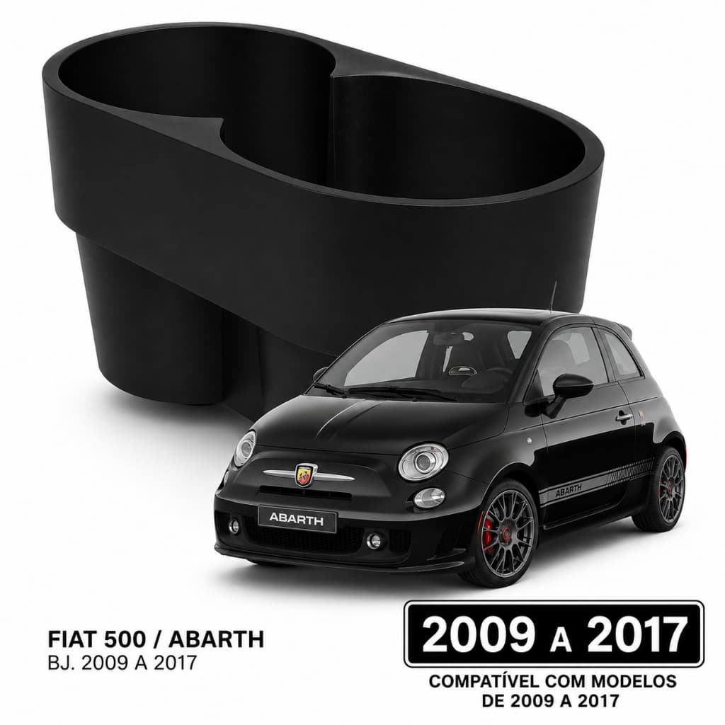 PORTA COPOS OBJETOS PARA FIAT 500 ABARTH 2009 A 2017 ATÉ GERAÇÃO 3 PORTA MOEDAS