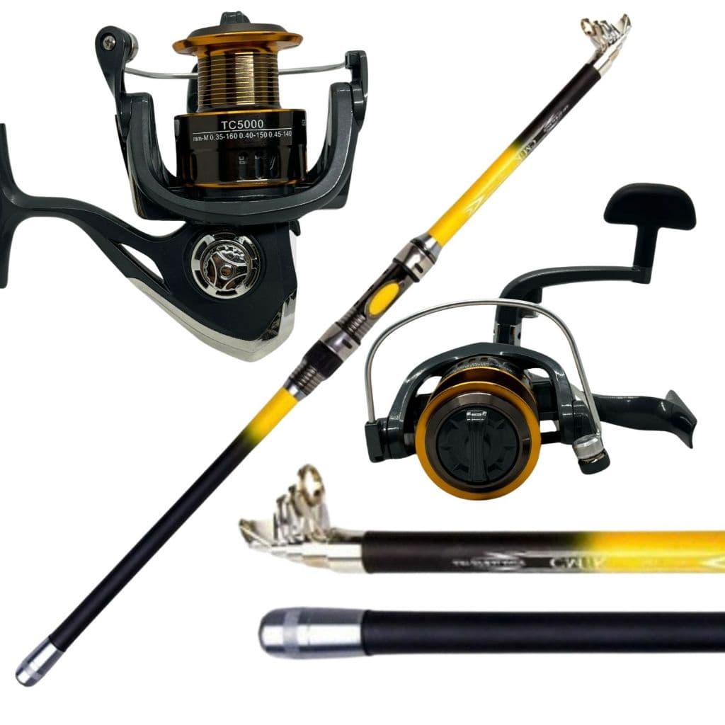 Kit De Pesca Praia Mar Costão - Vara Telescópica 3 Metros 40 Lbs E Molinete 5000