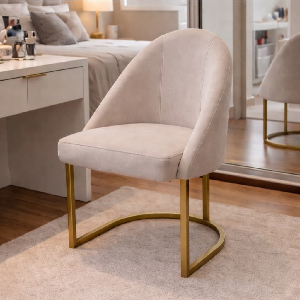 Poltrona Cadeira Lua Base Metálica Industrial Dourado Reforçada confortável Sala Recepção Escritório