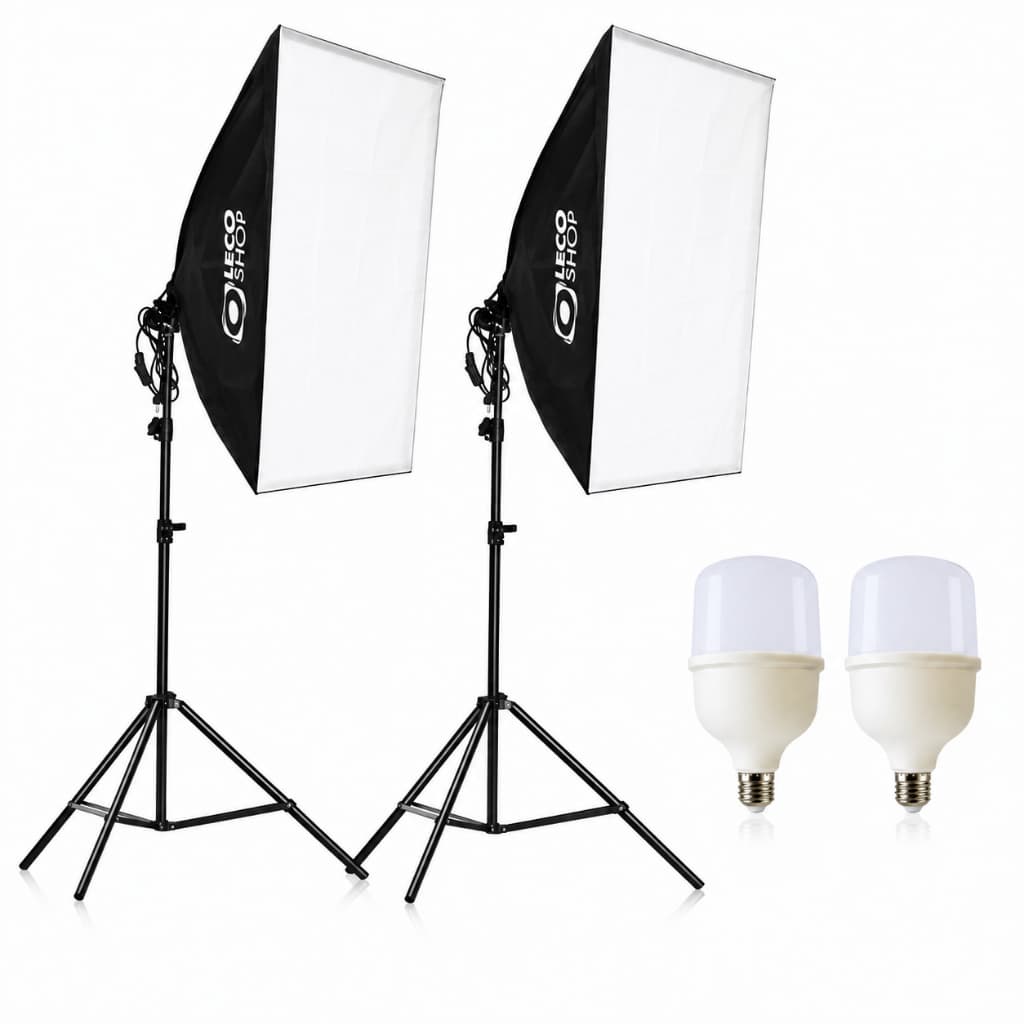 Kit 2 Softbox 50x70 com Lâmpada Iluminação Led Estúdio Luz Contínua Foto Vídeo YouTube Live