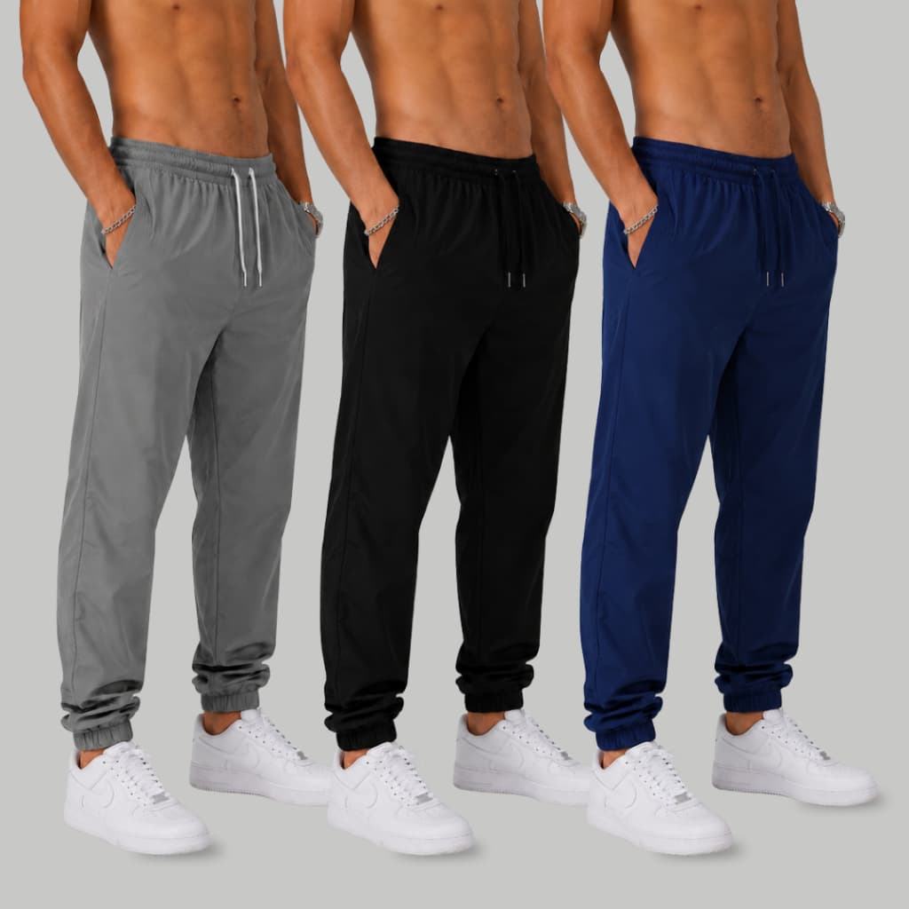 Kit Combo 3 Calças Jogger Masculina Esportiva Elástica Academia Tactel com Elastano Bolsos Laterais