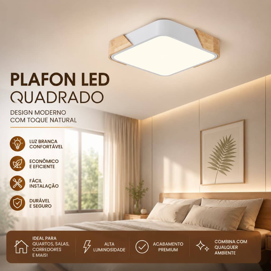 Plafon LED Sobrepor Design Nórdico para Quarto Sala e Escritório