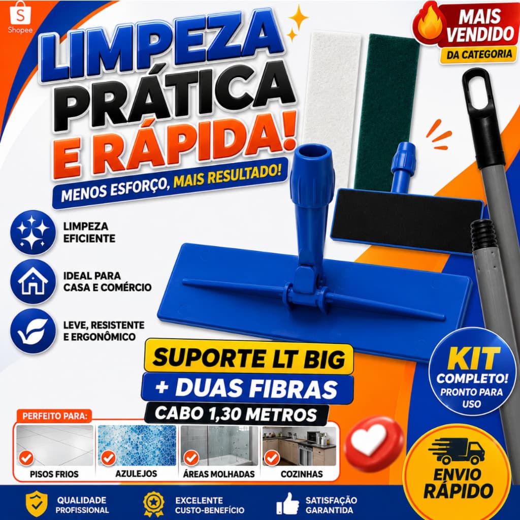 SUPORTE LT BIG COM DUAS FIBRAS + CABO 1,30 METROS METAL - USO PROFISSIONAL
