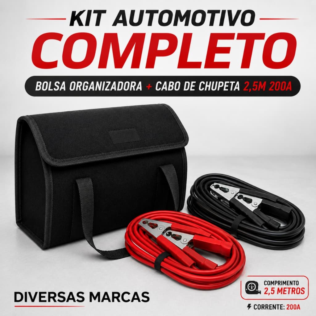 Bolsa de Ferramentas + Cabo de Chupeta Automotiva Diversas Marcas Organização e Segurança