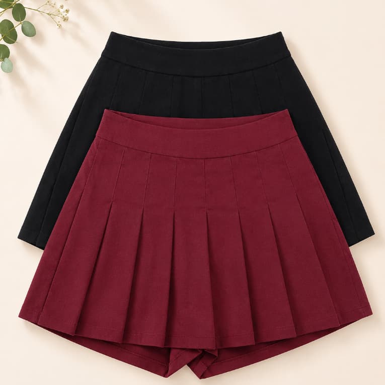 Kit 2 Short Saia Feminino Plissado Linho Premium Cós Alto Alfaiataria Moda Elegante P M G GG