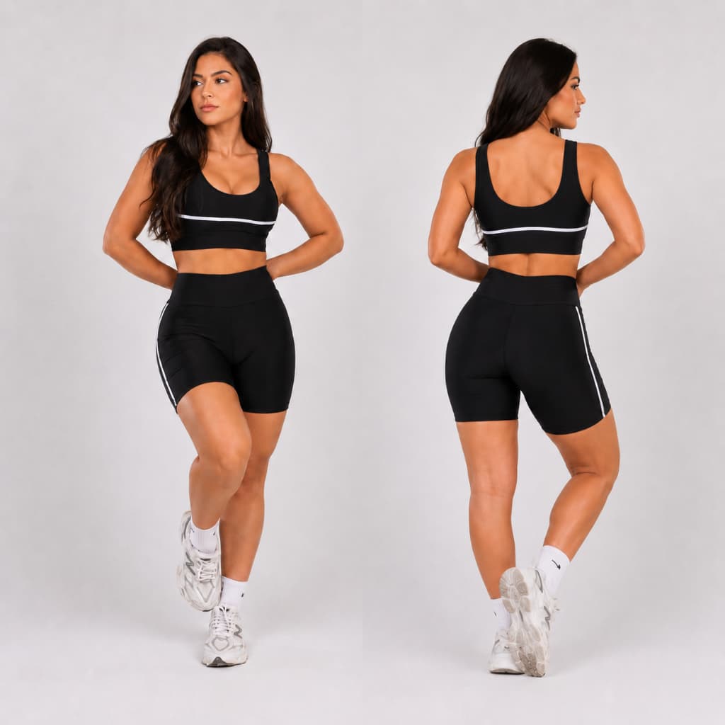Conjunto Fitness academia Feminino Top com bojo e Shorts Treino Perfeito Tecido Premium