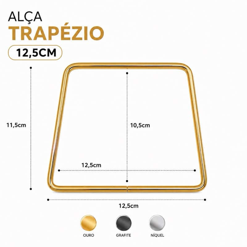 Alça para bolsa de metal trapezio 12CM - 1 PAR