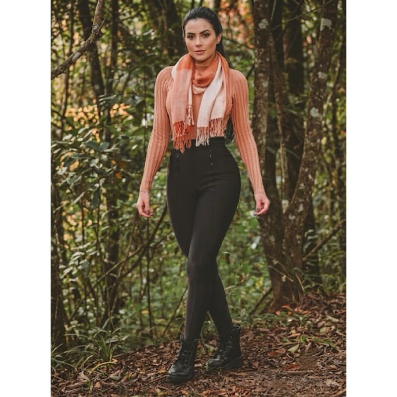 Calça Legging Femina com dois zíper Montaria Cintura alta grossa em suplex flanelada forrado quentinha para o inverno