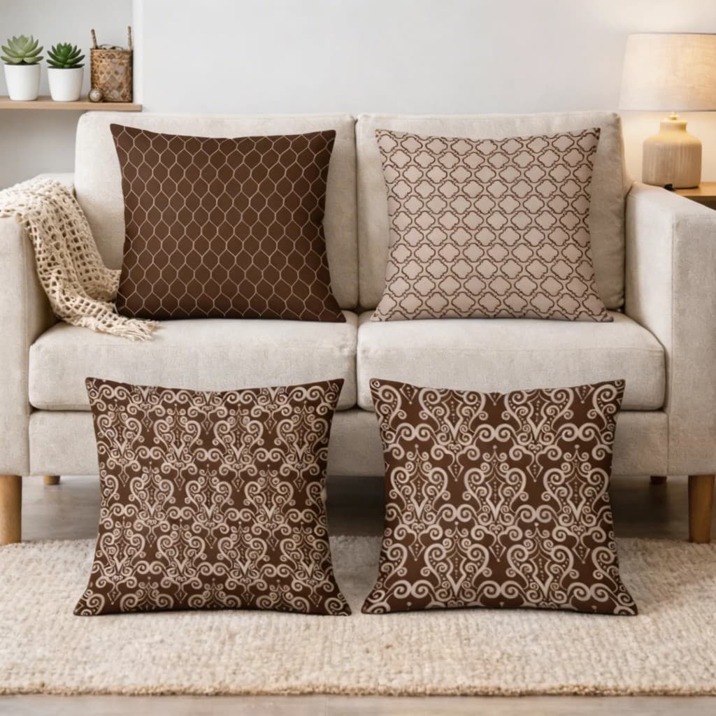 Kit com 4 Capas para Almofadas Decorativas 45x45 Arabescos Elegante
