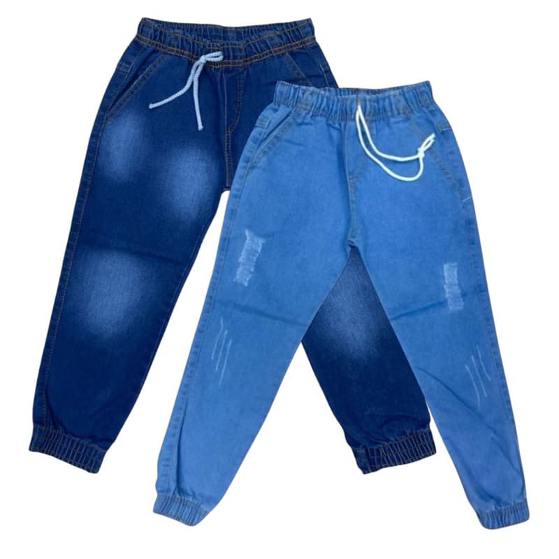 Calça Jogger Jeans Juvenil Menino Infantil Com Elástico Cintura Conforto