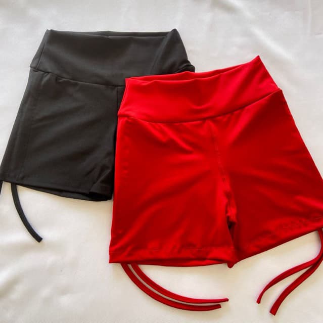 Kit 2 Shorts Cordinha Lateral Ajustável Suplex Fitness Sem Transparência Academia Treino