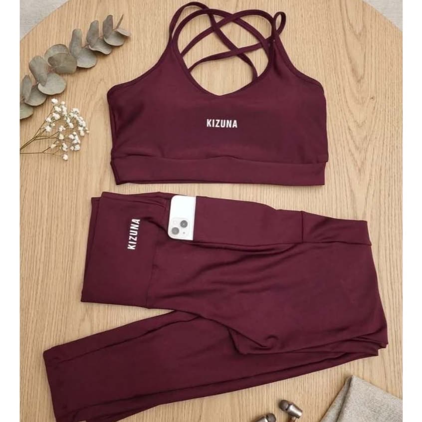 Conjunto de Academia Feminino Top e Calça Legging com Bolso Corrida Academia Treino Tecido Premium Zero Tran
