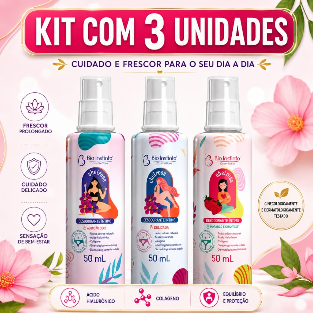 Desodorante Íntimo Delicada 50ml - Bio Instinto - Cuidado e Higiene Feminina Algodão Doce/Delicada/Morango E Chantilly