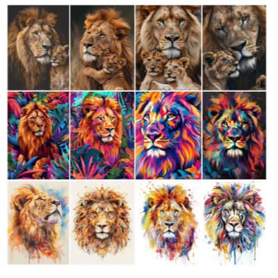Kit 10 Quadros Decorativos Leão Decoração Rei da Selva