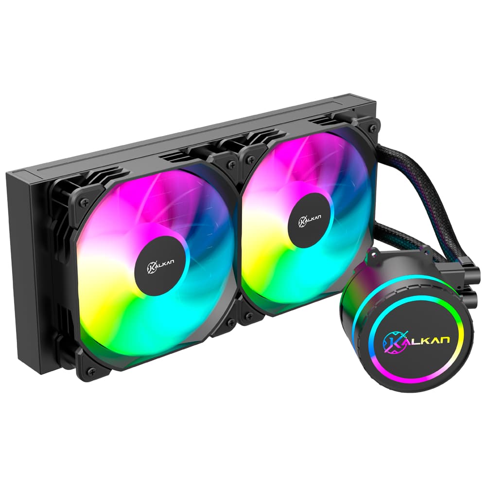 Water Cooler Gamer Kalkan Iota 240mm ARGB Preto, AMD e INTEL, TDP 250w, 76.8 CFM, tubo de 395mm