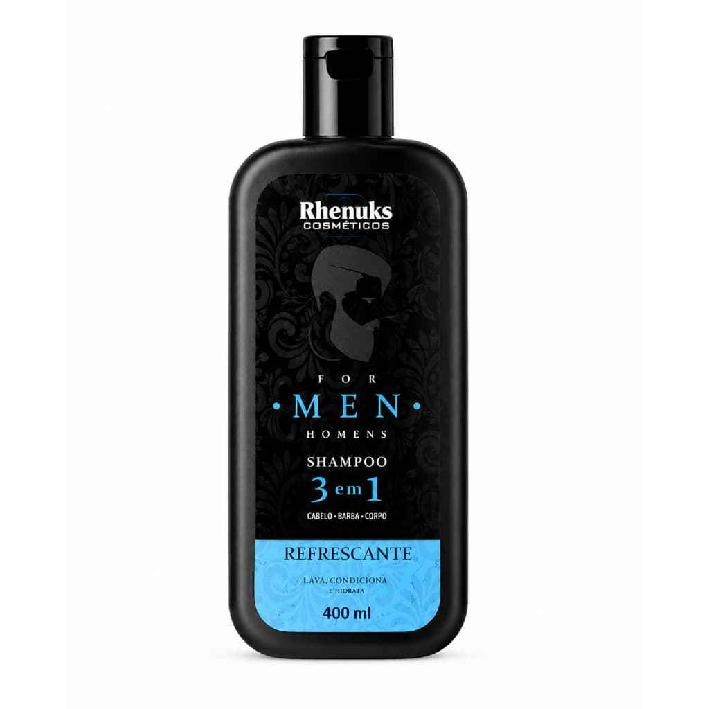 Shampoo 3 em 1 For Men Refrescante para Cabelo, Barba e Corpo 400ml