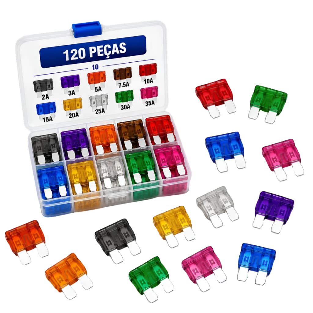 Kit Fusíveis Automotivos 120/312 Peças Mini/Padrão 2A até 35A para Carros Motos Veículos Leves