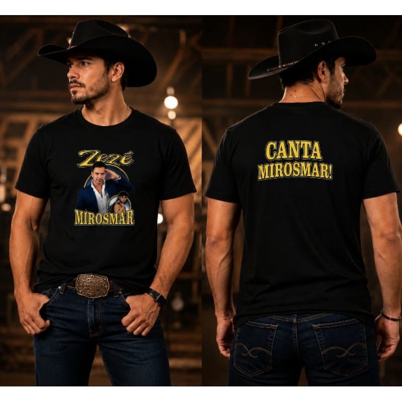Camiseta Masculina e Feminina Camisa algodão Zezé Di Camargo Estilo Fã Estampa Frontal + Costas CANTA MIROSMA