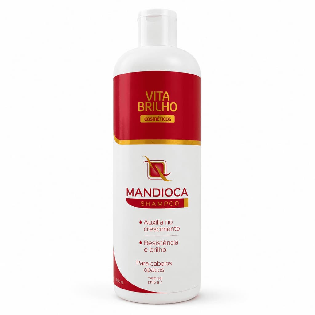 Shampoo Mandioca 1L 1000ml Vita Brilho Crescimento Capilar Sem Sal Fortalecedor Brilho para Cabelos Opacos