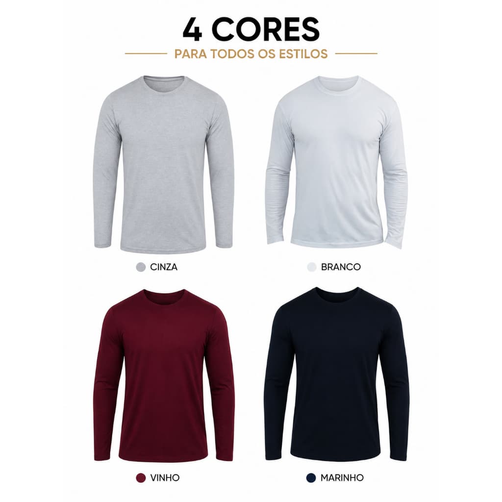 Camiseta Manga longa blusa Masculina Estonada Premium algodão 30.1 - ENVIO IMEDIATO