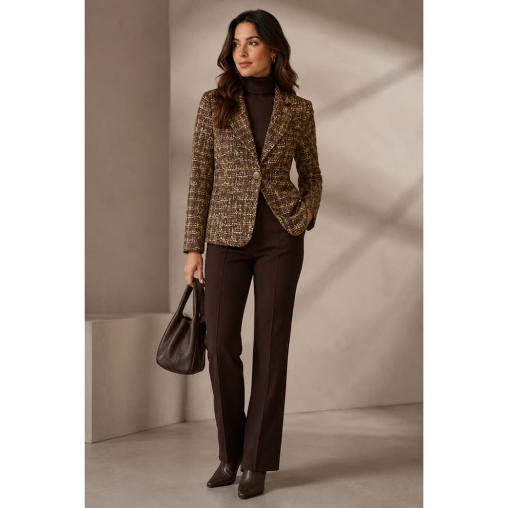 Blazer feminino alfaiataria mesclado posko