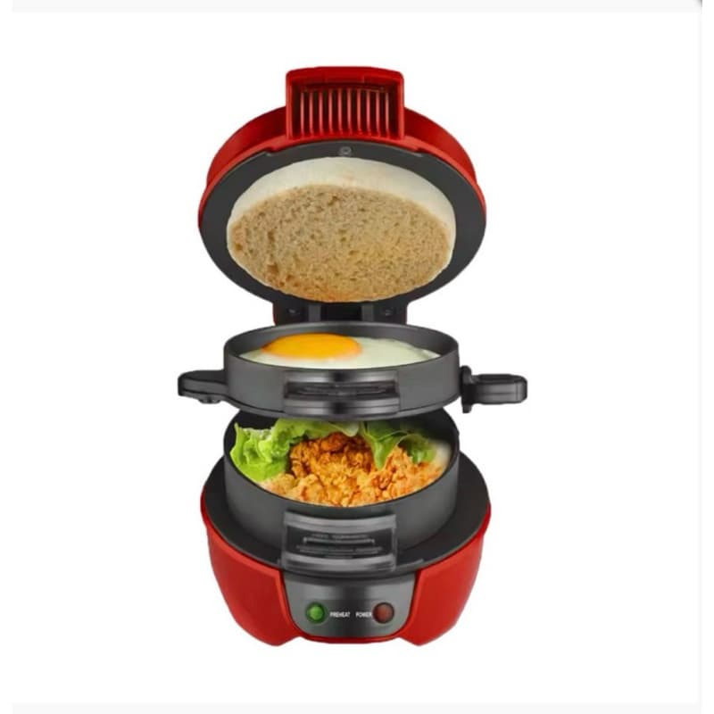 Maquina de Fazer Hamburguer Eletrica Sanduicheira Compacta Monta Lanche Completo 220V