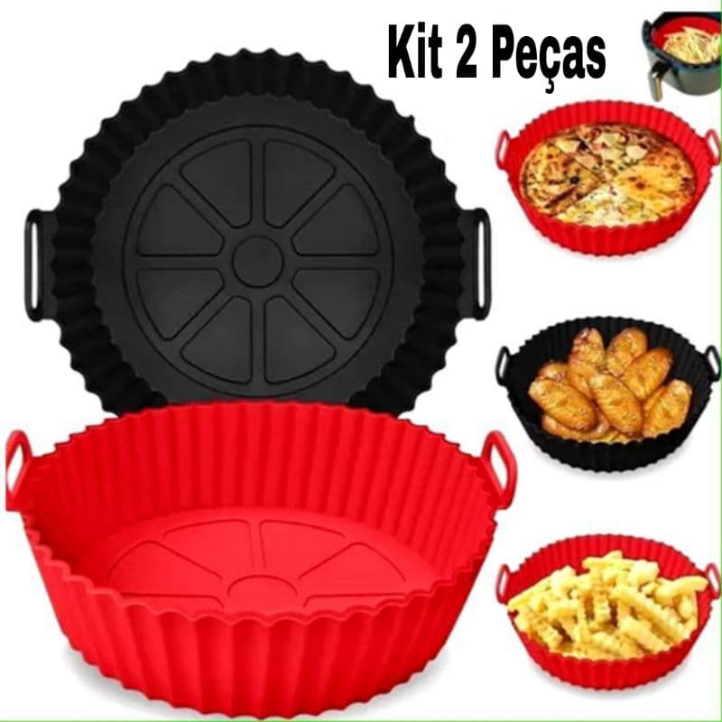 Kit 2 Peças Forma Silicone Air Fryer Antiaderente Reutilizável Forno Microondas