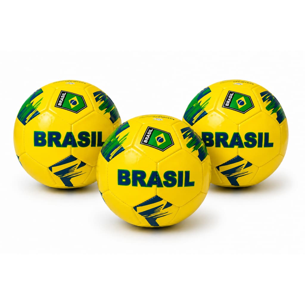 Bola de Futebol de Campo Society Suíço Oficial N5 Verde/Amarela Brasil Kits 3, 2 e/ou 1 Bola