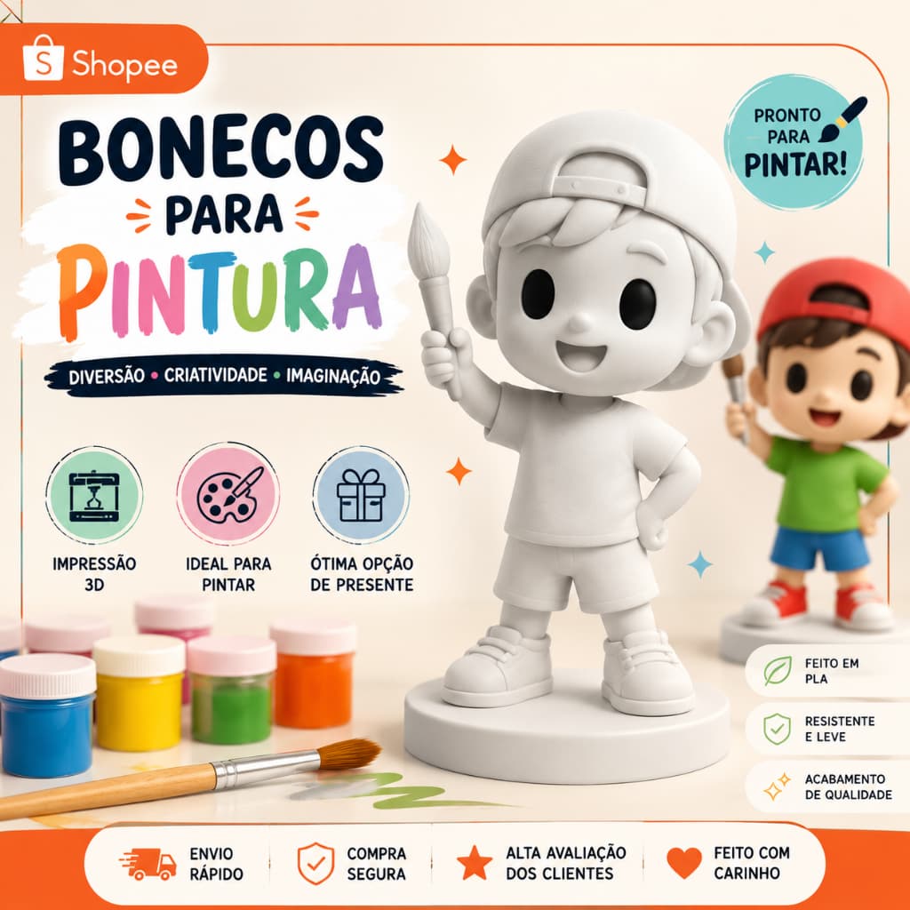 Boneco 3D para Pintura Personalizado