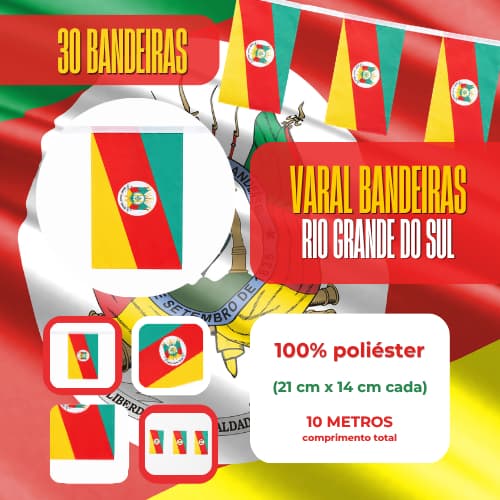 VARAL DE BANDEIRINHAS DOS ESTADOS DE RIO GRANDE DO SUL 21X14