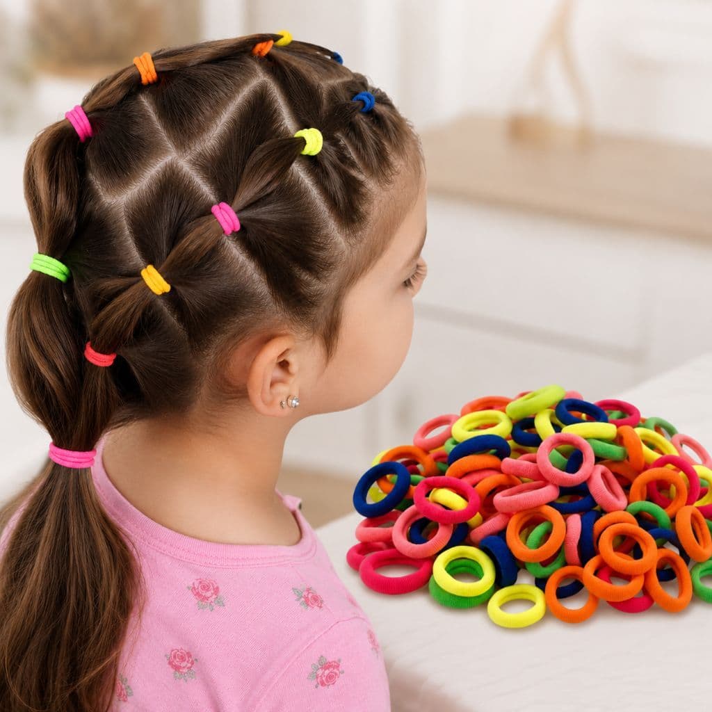 Kit 50 Mini Xuxinhas de Cabelo Coloridas em Tecido Elástico Infantil