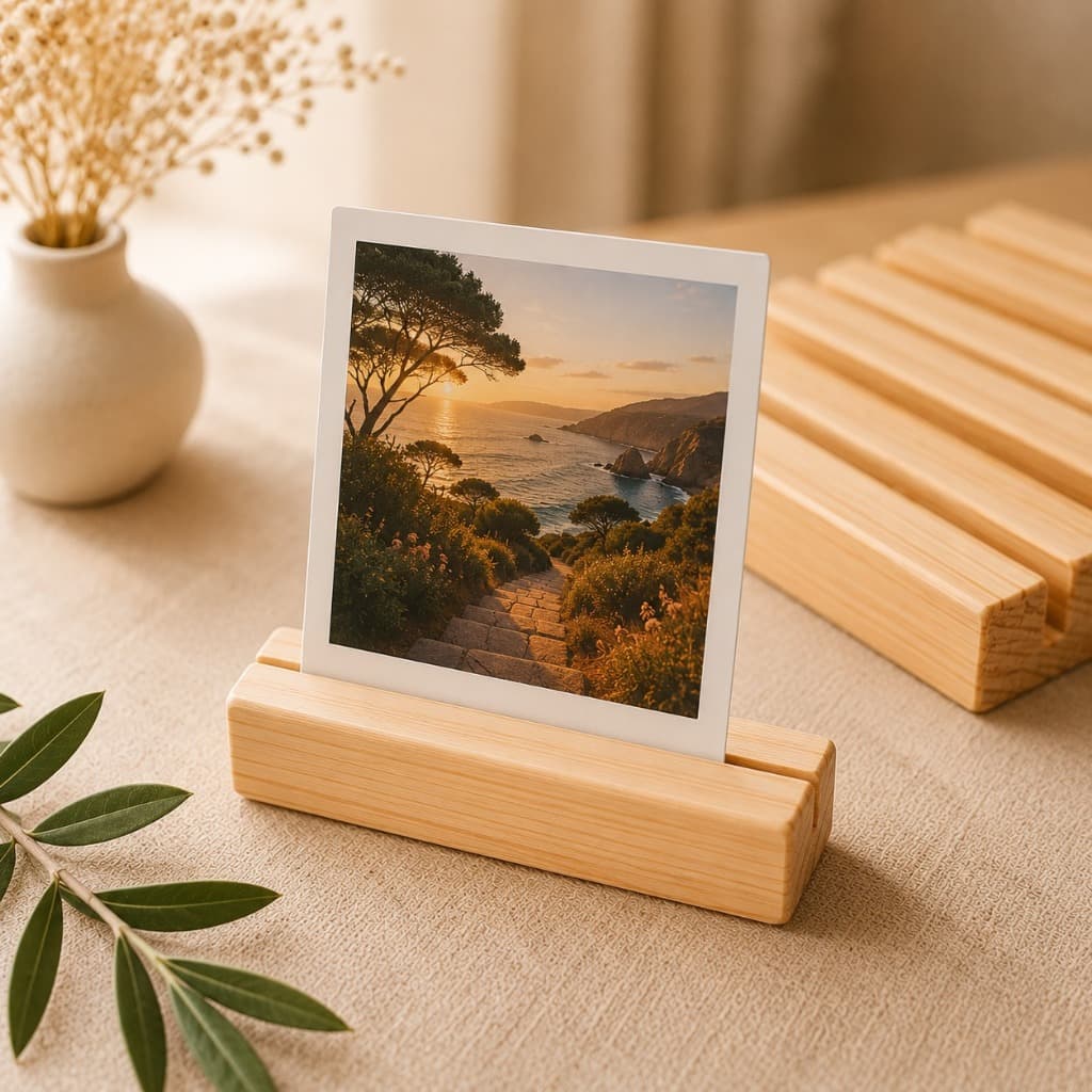 Suporte Expositor Foto Polaroid 10cm Madeira Pinus Kit 10 a 50 Unidades Porta Foto Instax Lembrancinha Festa Casamento