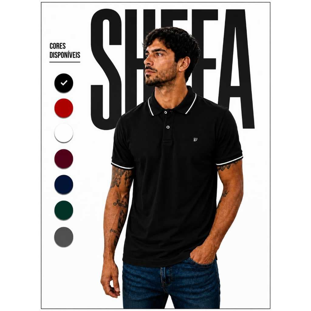 Camisa Polo Masculina 100% Algodão Premium Casual Confortável Bordada P ao G3