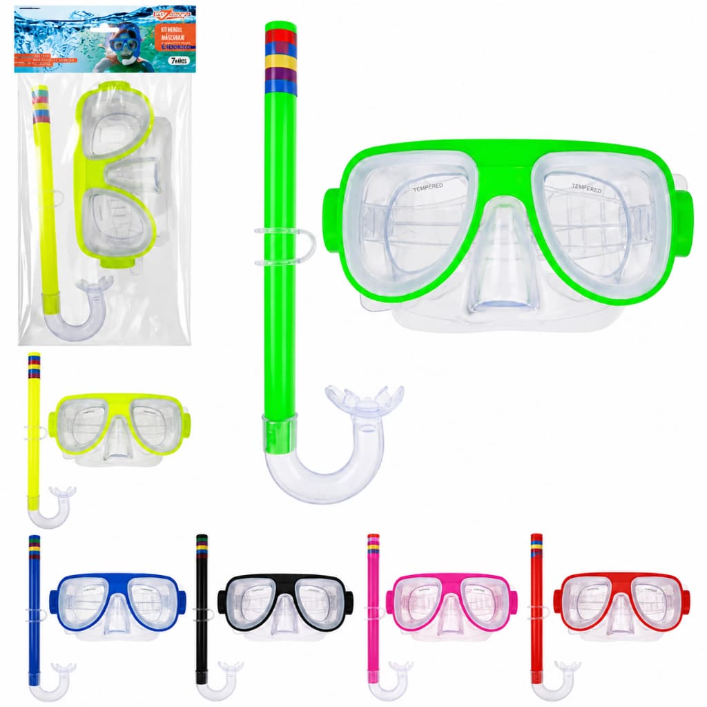 Kit Mergulho Infantil Máscara + Snorkel Regulável Praia Piscina Silicone Colorido