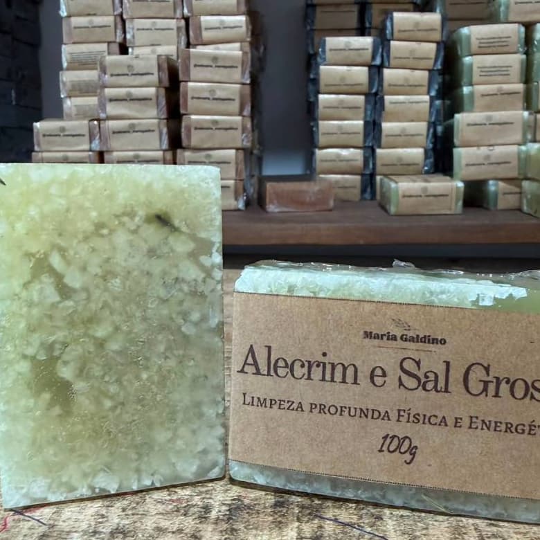 Sabonete Alecrim e Sal Grosso Energizante Fitoenergetico Artesanal