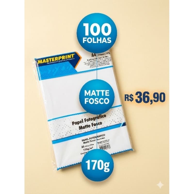 papel fotográfico matte fosco 170g masterprint.