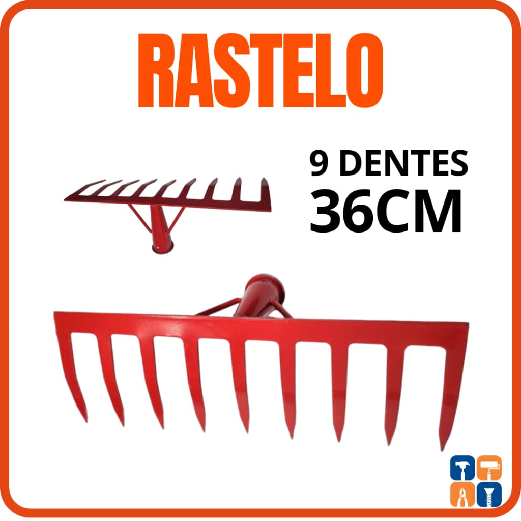 Rastelo de Ferro para Jardim com Dentes Ancinho de Metal para Jardinagem 14 Dentes