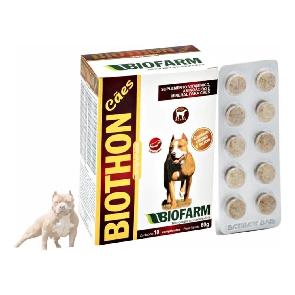 Suplemento Vitamínico Biothon para Cães Cartela 10 Comprimidos - Biofarm