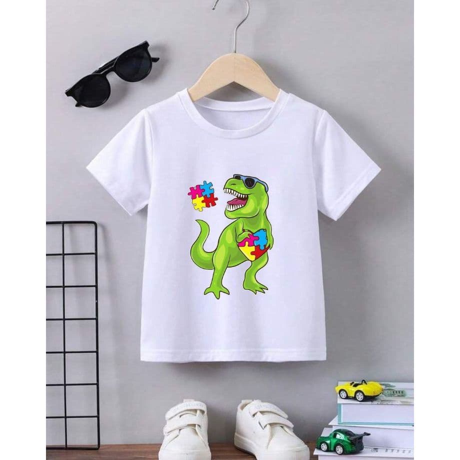 Camiseta Infantil Autismo Estampada Casual Menino Menina Inclusão Moda Kids Branca