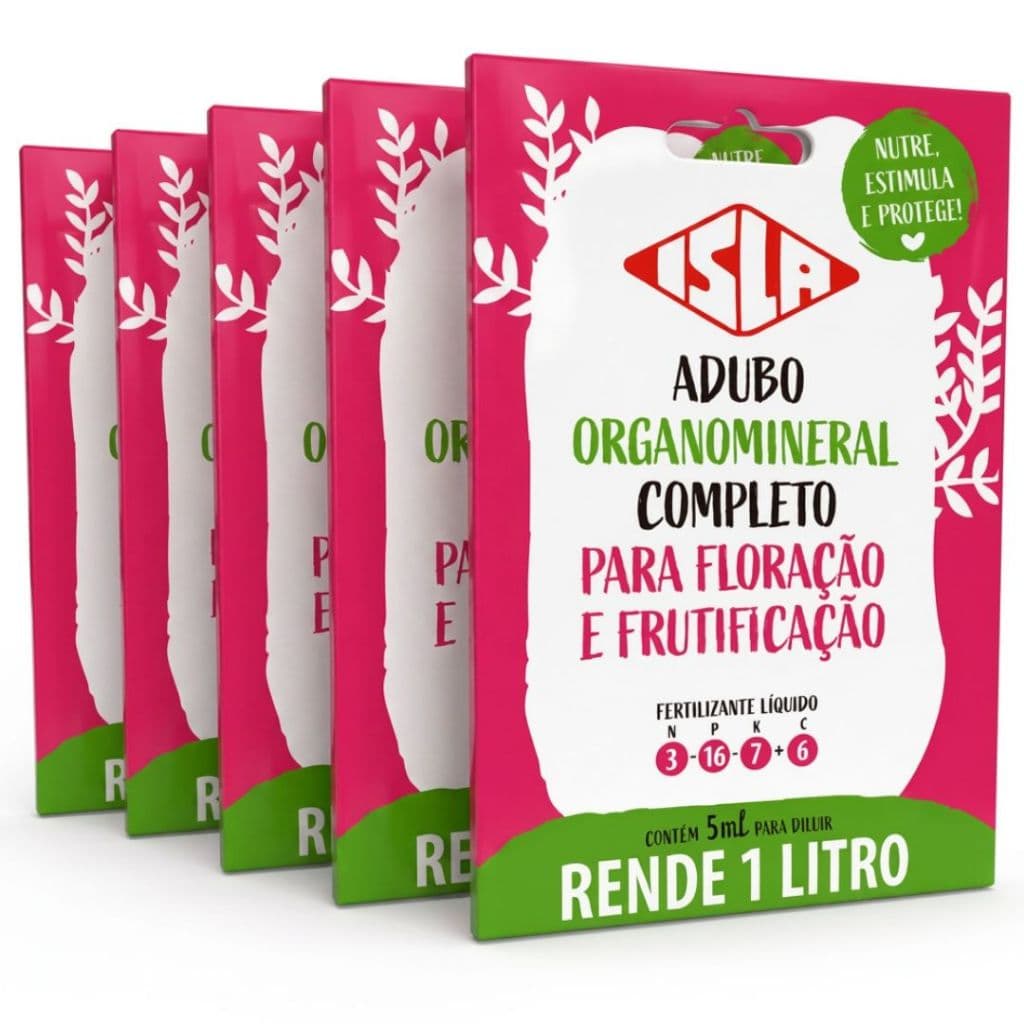 Kit Com 5 Fertilizante Para Árvores Frutíferas Em Produção Rende 5L