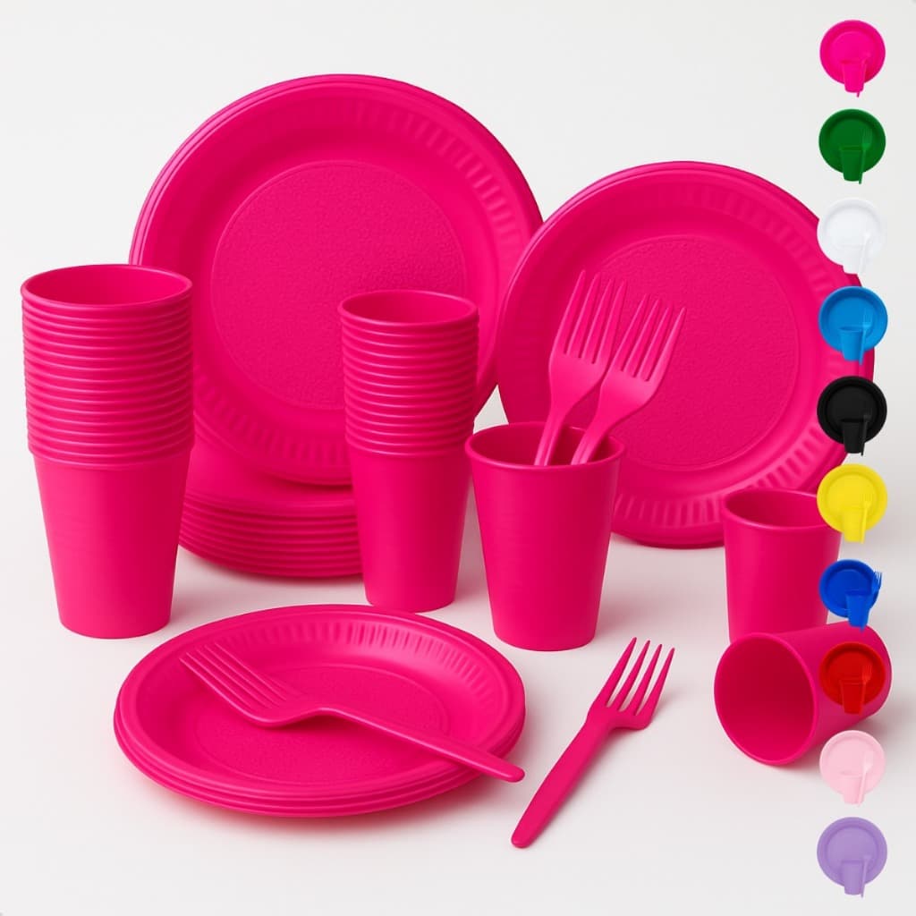Kit Descartável Completo para Festa 50 Pessoas 150 Itens Pratos Copos Garfos