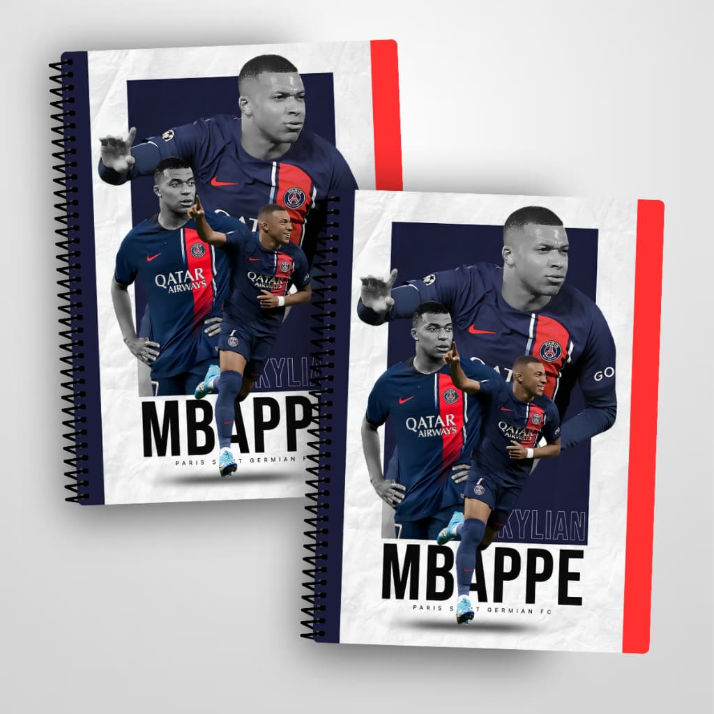 Kit Cadernos Mbappe 1 e 10 Matérias Personalizado Capa Dura
