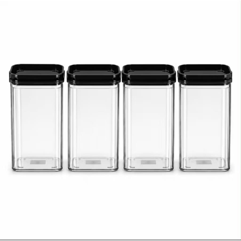 Kit 4 Potes Herméticos 1 Litro - BPA Free Organizador com Tampa para Alimentos, Empilhável
