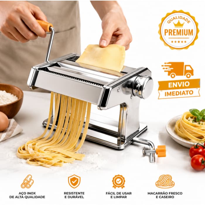 Cilindro de Massa de Macarrão Manual em Aço Inox – Massas Frescas Caseiras com Praticidade
