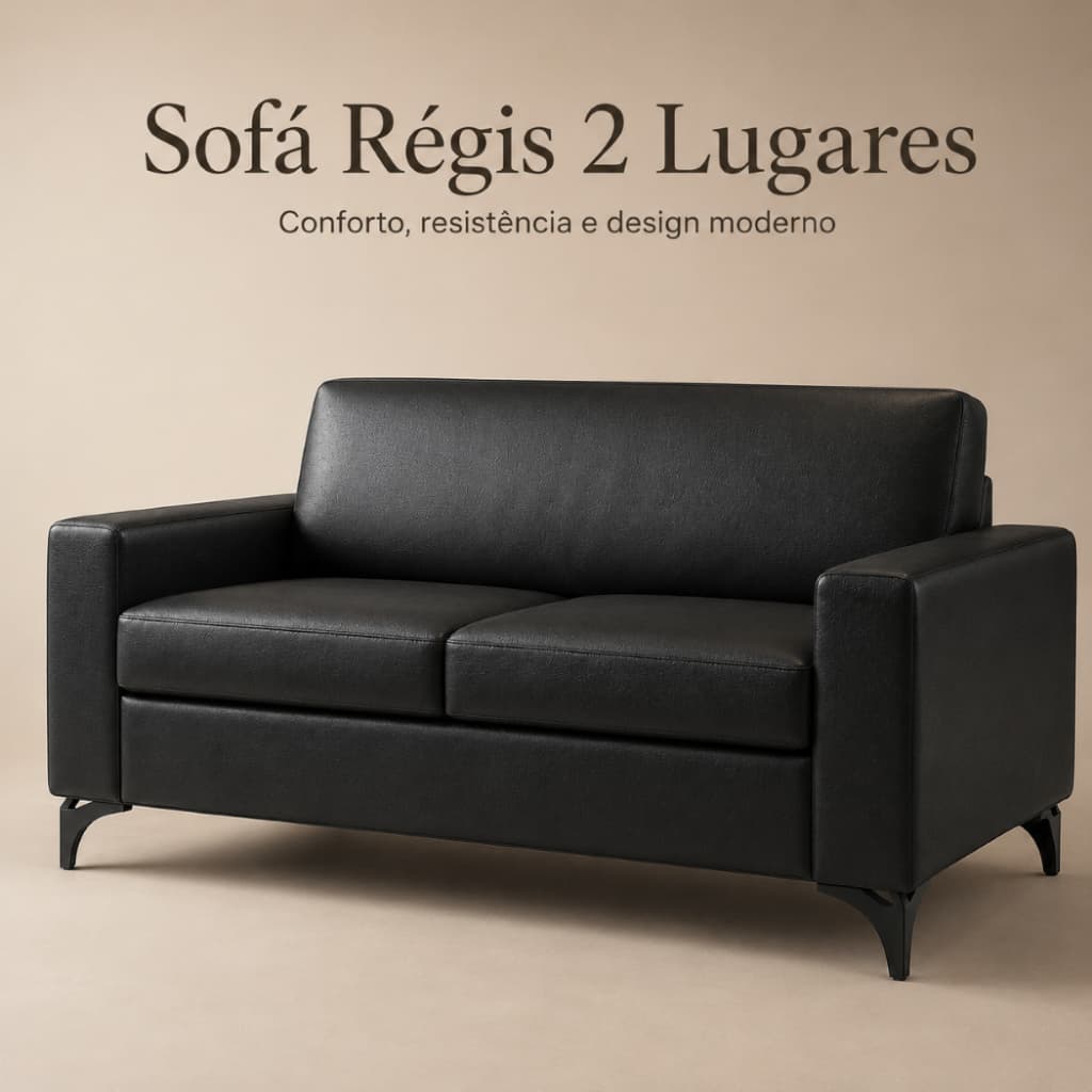 Sofá 2 Lugares Régis Courino Espuma D26 Estrutura Resistente 300kg