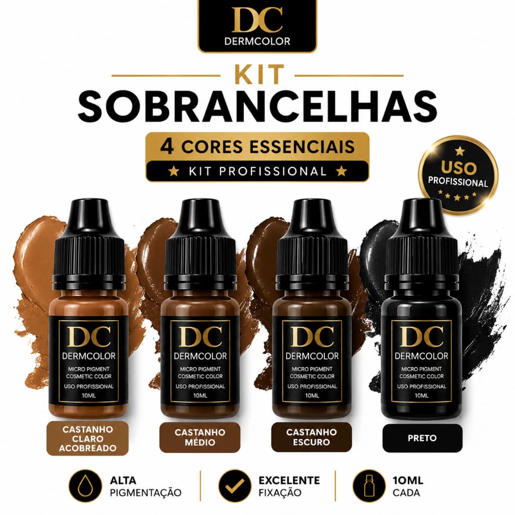 Pigmento Profissional Derm Color Orgânico 10ml Micropigmentação Labial Microblading Dermopigmentação