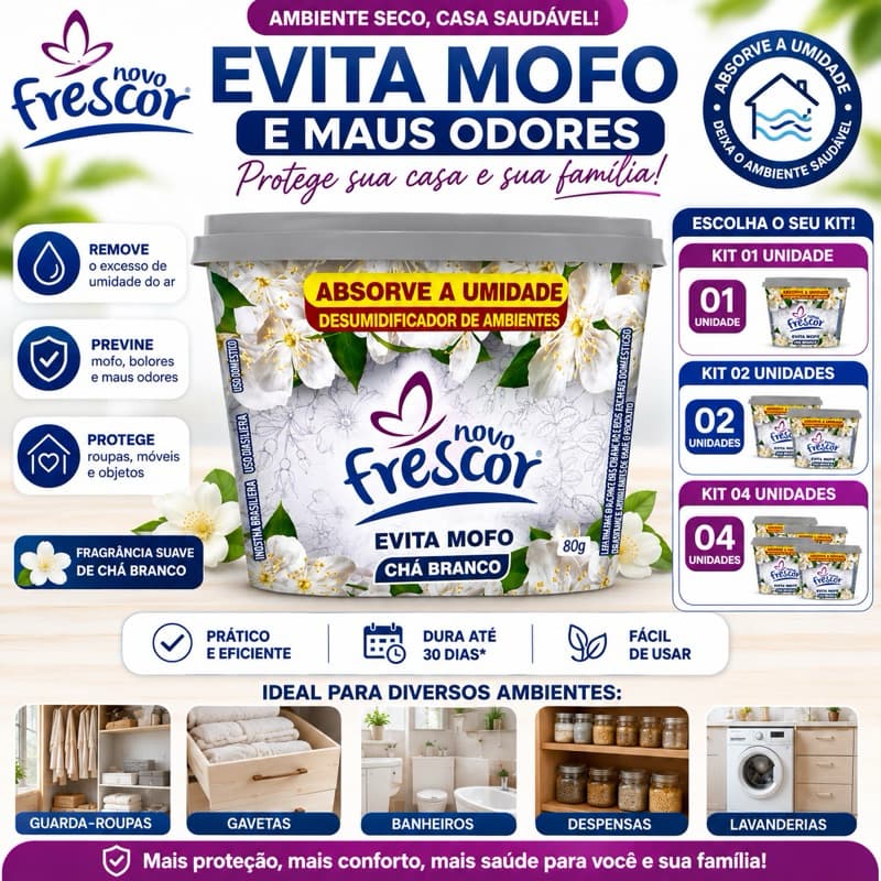 Evita Mofo Desumidificador 80G Novo Frescor Anti Mofo Frangrancias