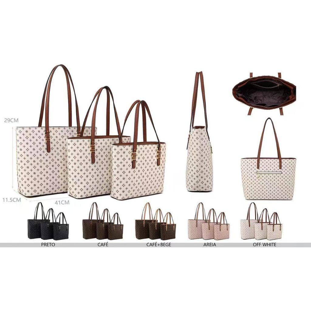 Bolsa Feminina Lace Lore HO-21392 De Ombro Monograma Sacola Tote Espaçosa Elegante Vários Tamanhos Trabalho Dia A Dia